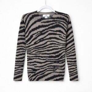 MAGASCHONI‎ 100% Cashmere Zebra Print Sweater XS Luxury Neutral Wildcore Capsule